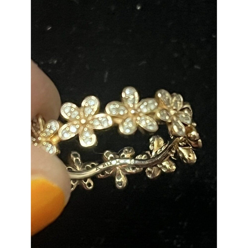 Authentic Pandora Rose Gold Flower Band Ring Size 8 R 58